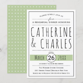 Typografie-groene trouwrepetitie dinaal kaart