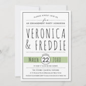 Typografie-groene trouwverlofpartij kaart (Voorkant)