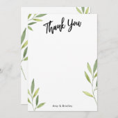 Typografie & Groene Waterverf Foliage Bedankkaart (Voorkant / Achterkant)