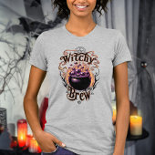  Typografie Halloween Cauldron Witch Brew T-shirt