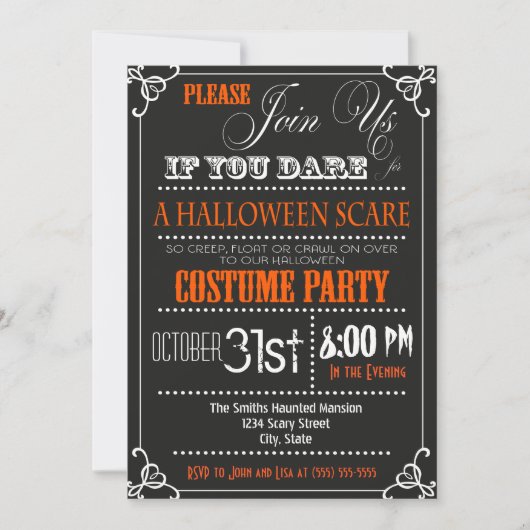 Typografie Halloween-feestuitnodiging Kaart (Voorkant)