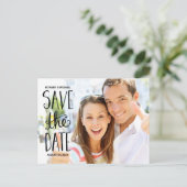 Typografie Hand Lettering Foto Sla de datum op Aankondigingskaart (Staand voorkant)