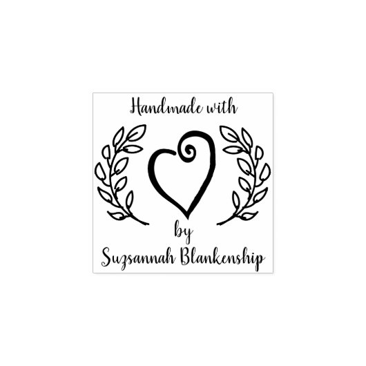Typografie Handmade Curly Heart WreatCustom Rubberstempel (Afrduk)
