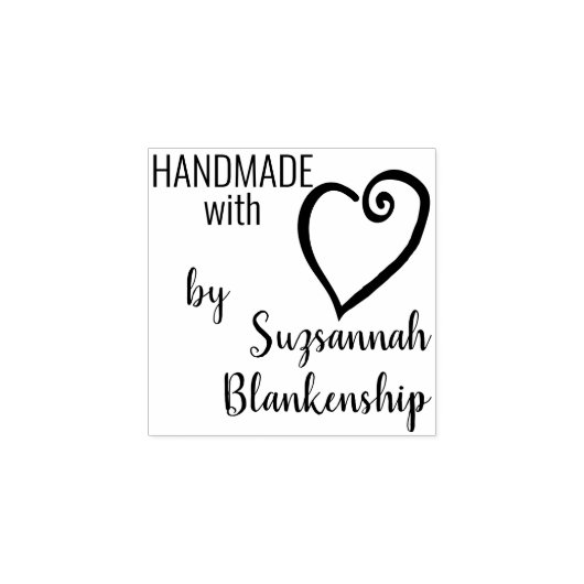 Typografie Handmade Custom Name Curly Heart Rubberstempel (Afrduk)