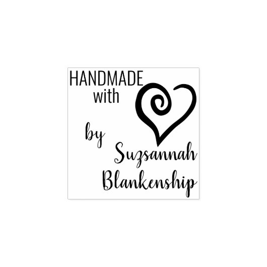 Typografie Handmade Custom Name Fat Curly Heart Rubberstempel (Afrduk)