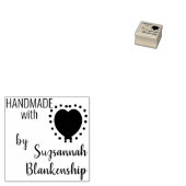 Typografie Handmade Custom Name Polka Dot Heart Rubberstempel (Gestempeld)