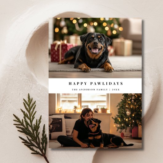Typografie Happy Pawholidays Huisdier Hond Kerstfo Feestdagenkaart