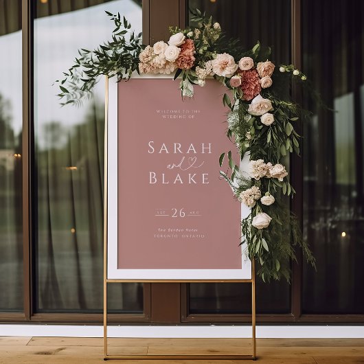 Typografie Hart Dusty Roos bruiloft welkom teken Poster