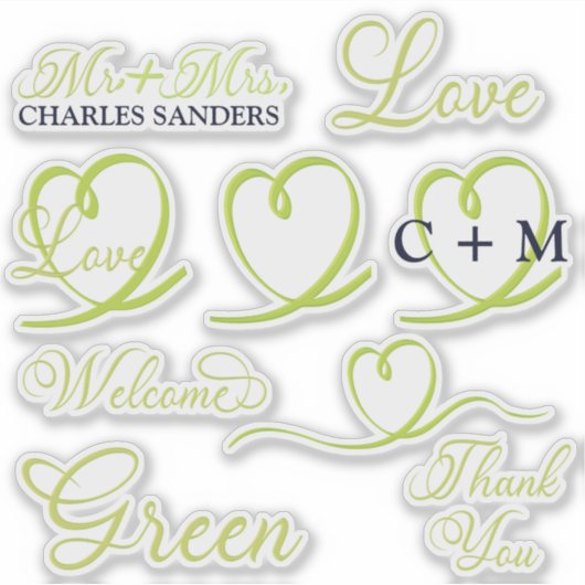 Typografie Hart Monogram Sticker  (Voorkant)