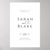 Typografie Hart Zwart Wit Huwelijk Welkom Teken Poster (Voorkant)