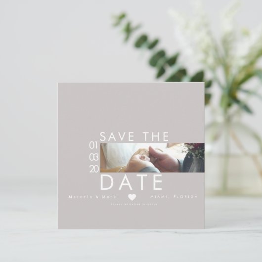 Typografie Hartelijk sparen de data Thin Foto Post Kaart (Staand voorkant)