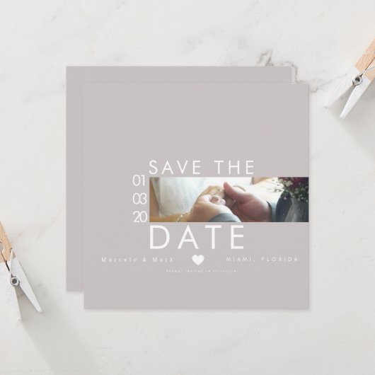 Typografie Hartelijk sparen de data Thin Foto Post Kaart (Voorkant / Achterkant in situ)