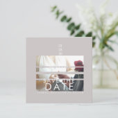 Typografie Harten Save The Dates Foto Blinds Kaart (Staand voorkant)