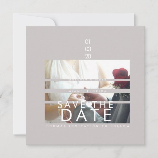Typografie Harten Save The Dates Foto Blinds Kaart (Voorkant)