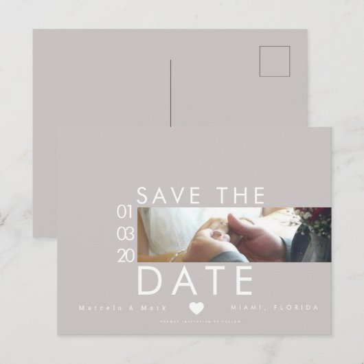 Typografie Harten Sla de data dunne foto Briefkaart (Voorkant / Achterkant)