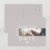 Typografie Hartjes Save The Dates Dun Foto Briefkaart (Voorkant / Achterkant)