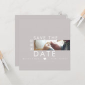 Typografie Hartjes Save The Dates Dunne Foto Postk Kaart (Voorkant / Achterkant in situ)