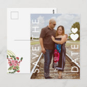 Typografie Hartjes Save The Dates Foto Postkaart (Voorkant / Achterkant)