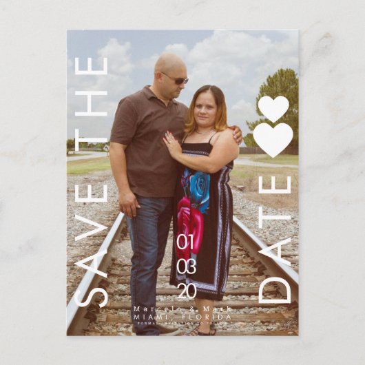 Typografie Hartjes Save The Dates Foto Postkaart (Voorkant)