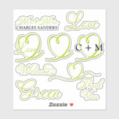 Typografie hartmonogram Sticker (Vel)