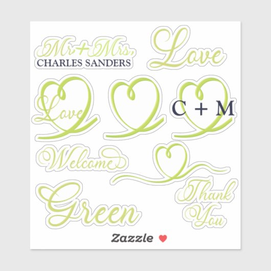 Typografie hartmonogram Sticker (Vel)