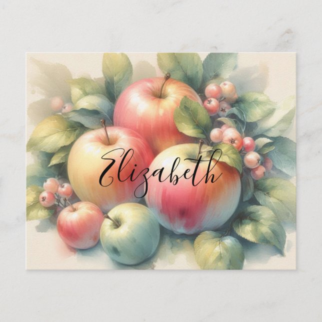 Typografie Herfst appels pastel kleuren waterverf (Voorkant)
