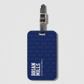 Typografie Herhaalde Initialen Blauw Bagagelabel (Voorkant (verticaal))