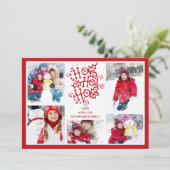 Typografie HO HO 5-fotokerstfeestkaart Kaart (Staand voorkant)