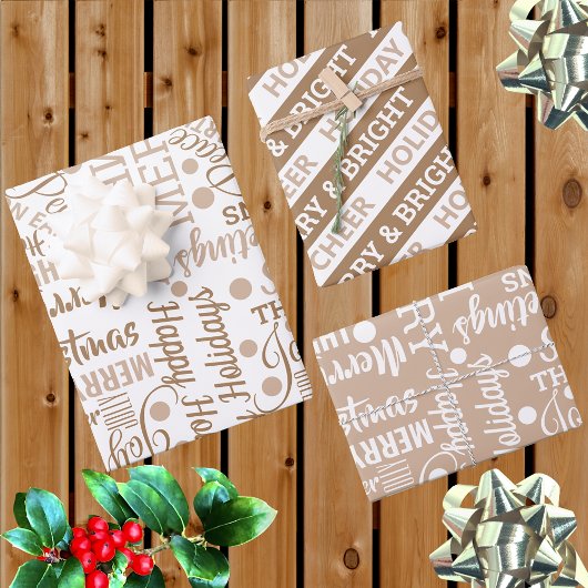 Typografie Holiday Assortation Neutral Modern Inpakpapier Vel
