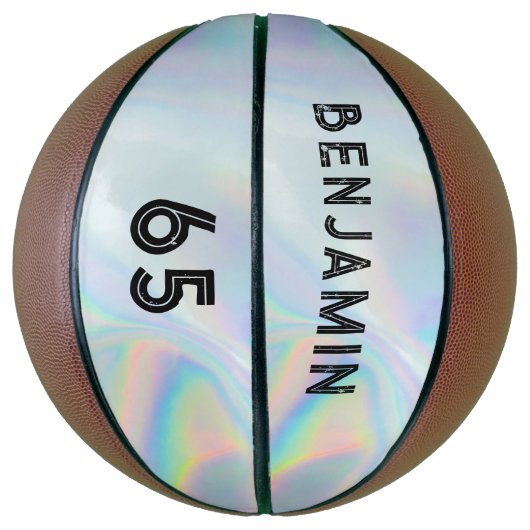 Typografie Holographic Name Player Number Custom Basketbal (Verticaal)