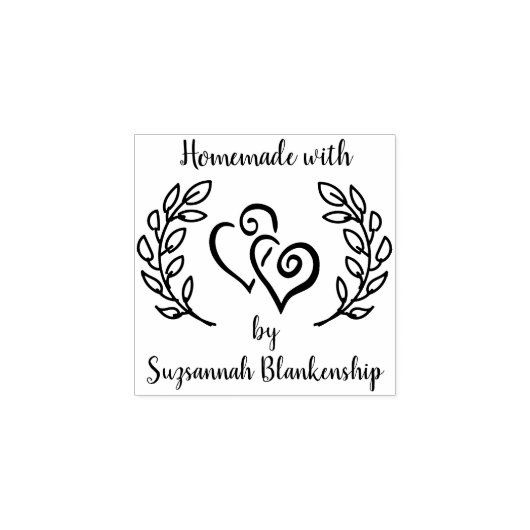 Typografie Homemade Linked Hearts met maatwerk Rubberstempel (Afrduk)