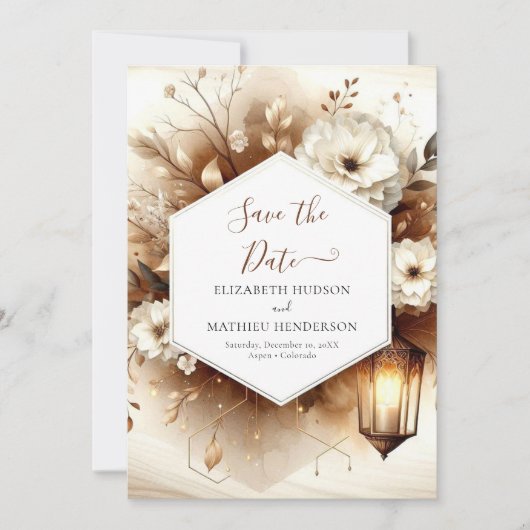 Typografie hout rustieke bruiloft save the date (Voorkant)