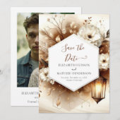 Typografie hout rustieke bruiloft save the date (Voorkant / Achterkant)