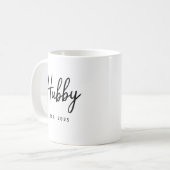 Typografie 'Hubby Black Script' ingesteld jaar Koffiemok (Voorkant links)