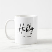 Typografie 'Hubby Black Script' ingesteld jaar Koffiemok (Links)