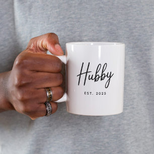 Typografie 'Hubby Black Script' ingesteld jaar Koffiemok