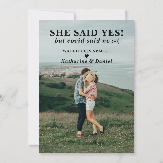 Typografie Huwelijk Uitstel Save The Date (Voorkant)