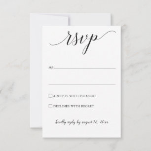 TYPOGRAFIE Huwelijks RSVP / Antwoordkaart (Zwart) Kaartje
