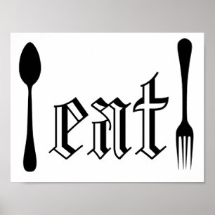 Typografie Illustratie van de snijkunst Eat Poster