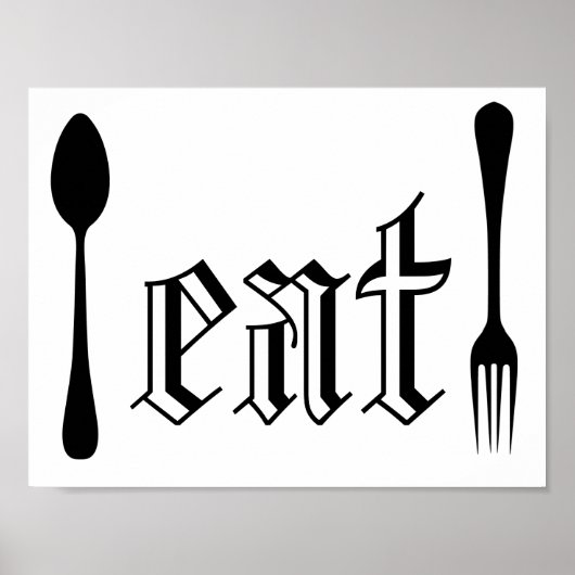  Typografie Illustratie van de snijkunst Eat Poster (Voorkant)