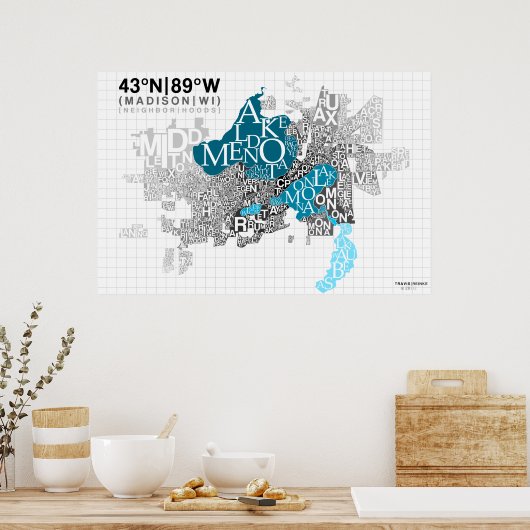 Typografie in de buurt - Madison, WI Poster (Keuken)