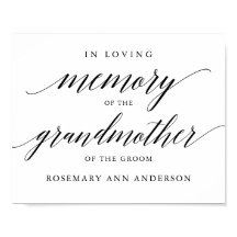 Typografie 'in liefdevolle herinnering' trouwbord 