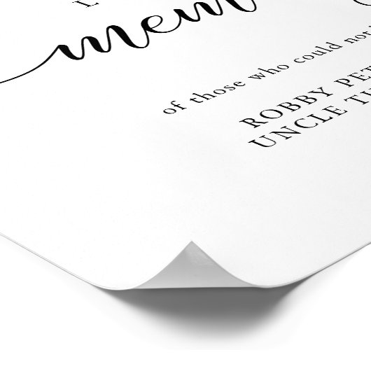 Typografie 'in liefdevolle herinnering' trouwbord  poster (Hoek)