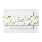 Typografie initiaal gele bloempatroon bruiloft uitnodigingen wikkel (Voorkant Voorbeeld)