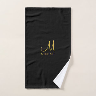 Typografie Initiaal Monogram Sjabloon Zwart & Goud Handdoek