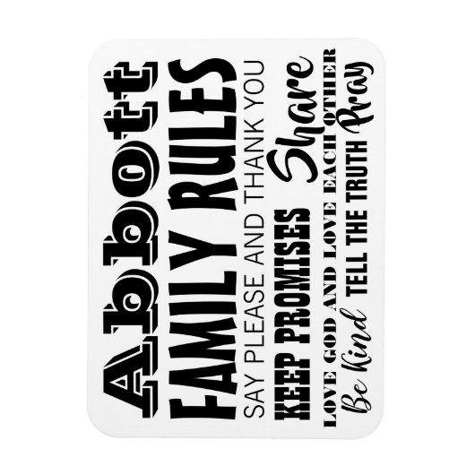 Typografie Inspirerend Quote Life Family Rules Magneet (Verticaal)