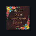 Typografie - Inspirerend Quote van Rumi Canvas Afdruk<br><div class="desc">Een inspirerend citaat van de perzische dichter Rumi dat zegt: er is een stem die geen woorden gebruikt. Luister. Geschreven in een chemische en elegante combinatie van gouden lettertypen. Er is een multicolored florale grens op 2 diagonale hoeken. De achtergrond is een klassiek en elegant abstract fractaal ontwerp met verstandigere...</div>