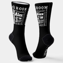 Typografie-Jouw naam of Quote Groom's Socks Sokken
