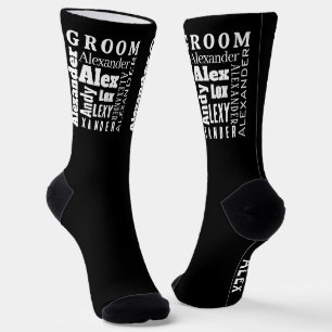 Typografie-Jouw naam of Quote Groom's Socks Sokken
