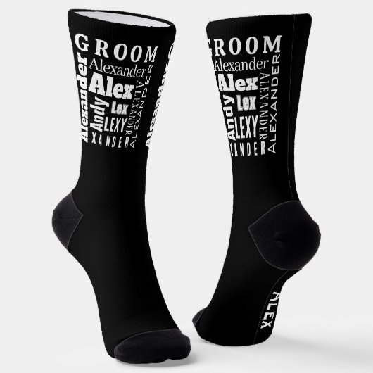 Typografie-Jouw naam of Quote Groom's Socks Sokken (Gebogen)